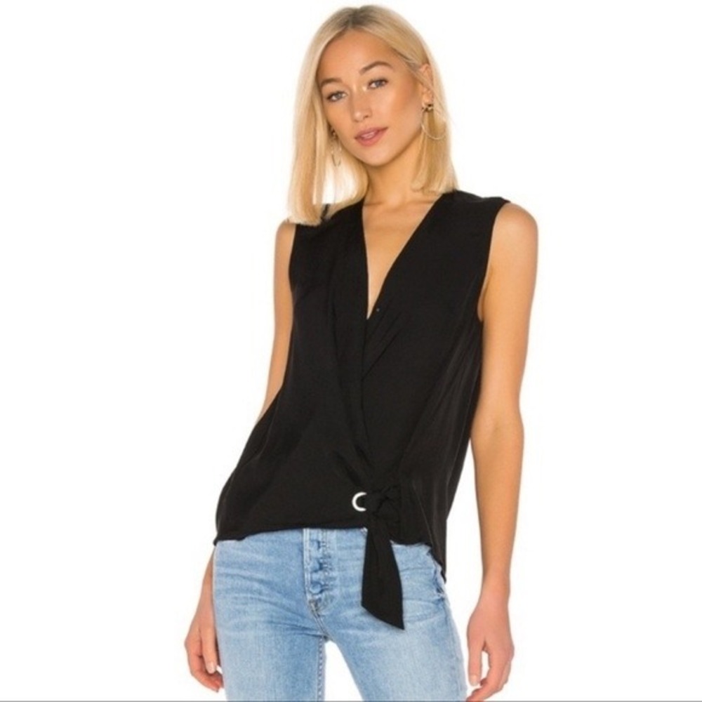 NWT Rag & Bone Felix Sleeveless Popover‎ Black Wrap Tie Top W292A34M2 XS NEW
